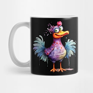 Whimsical Cute Happy Multicolored Bird Mug